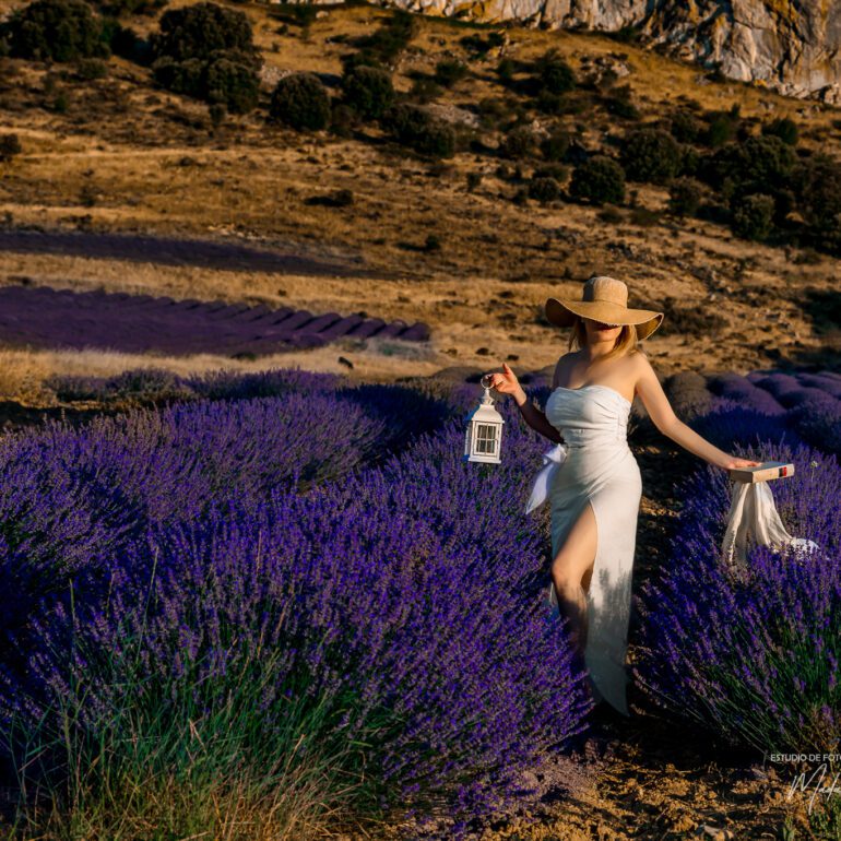Fotografía en los campos de lavanda Sesión de retrato artístico en campo de lavanda con Andreea