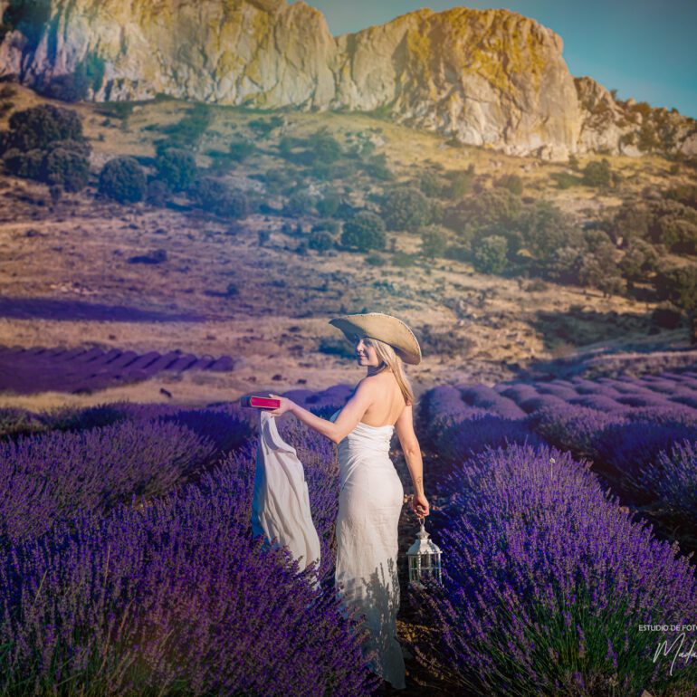 Fotografía en los campos de lavanda Sesión de retrato artístico en campo de lavanda con Andreea