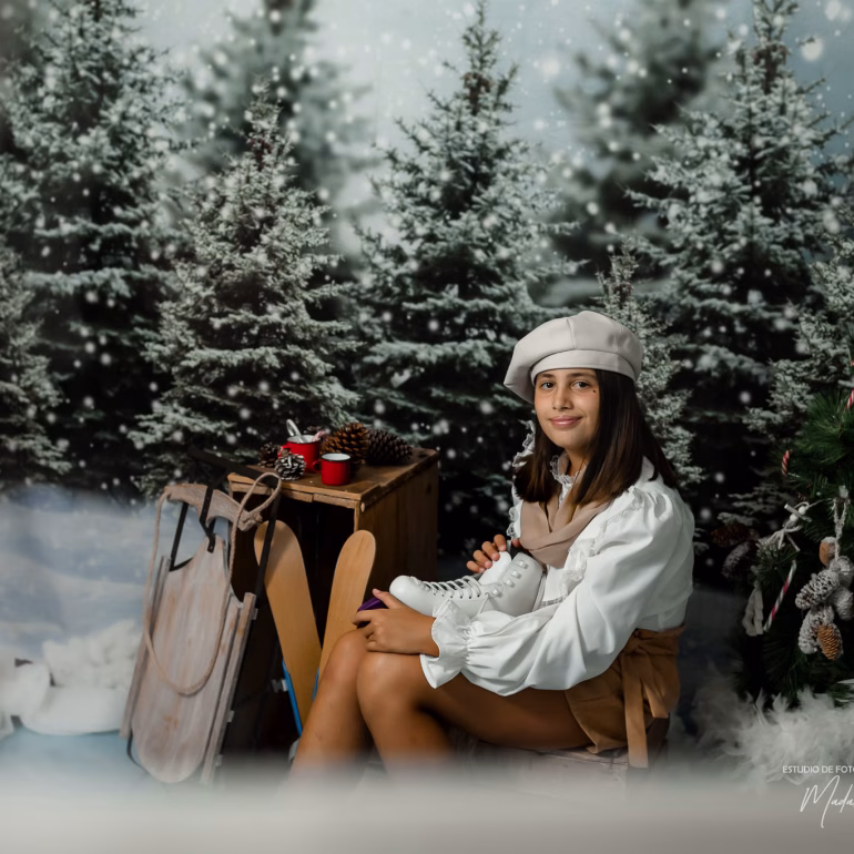 Sesión de fotos navideñas con Ilaria en pista de hielo Fotografía de Navidad Estudio de Fotografía Madalina Basarman